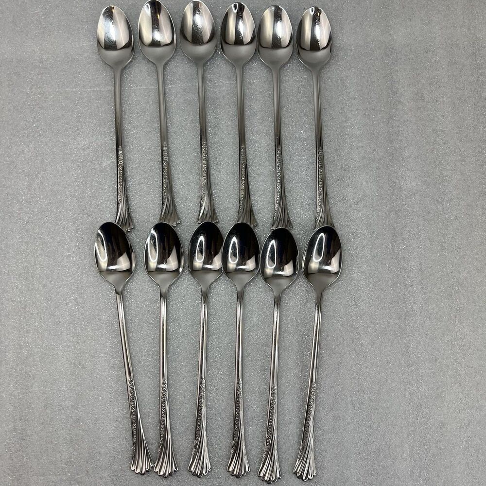 12 ONEIDA Distinction SPRING GLEN Deluxe Stainless Iced Tea Spoons 7 3/8"